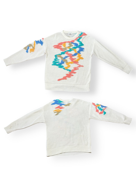 Vintage 80s Multicolor Textured 'Yarn Explosion' Sweater (S/M)