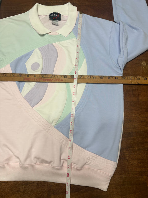 Vintage 80s Pastel Colorblock Fish Sweatshirt (XS/S)