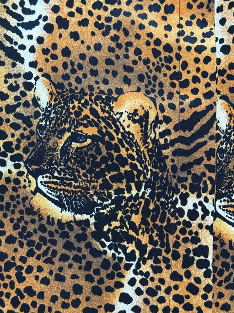 Vintage 80s Leopard Print Button Up Shirt (~S)
