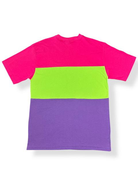 Vintage 80s Neon Pink Green Purple Colorblock Souvenir Tee (M)