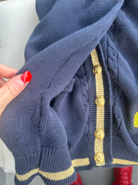 Vintage 90s Navy Int'l Travel Patch Cardigan (M/L)