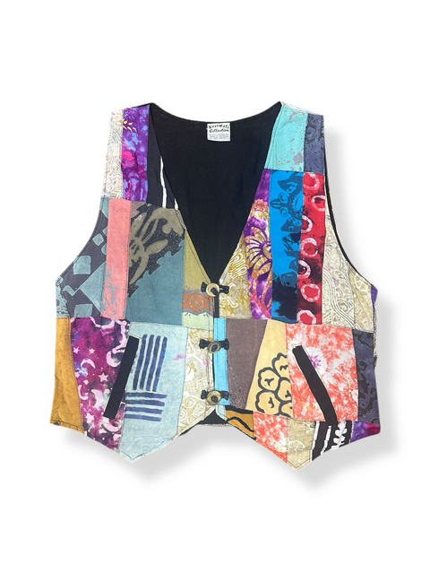 Vintage Colorful Boho Patchwork Dyed Vest (~M)