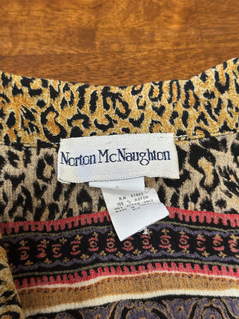 Vintage 80s Rayon Abstract Cheetah Print Button-Up ('8')