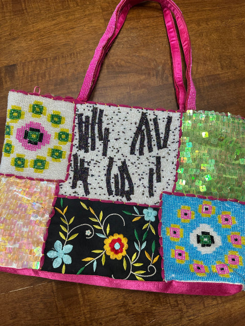 Y2K Multicolor Pink Beaded Statement Purse