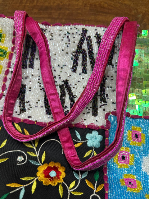 Y2K Multicolor Pink Beaded Statement Purse