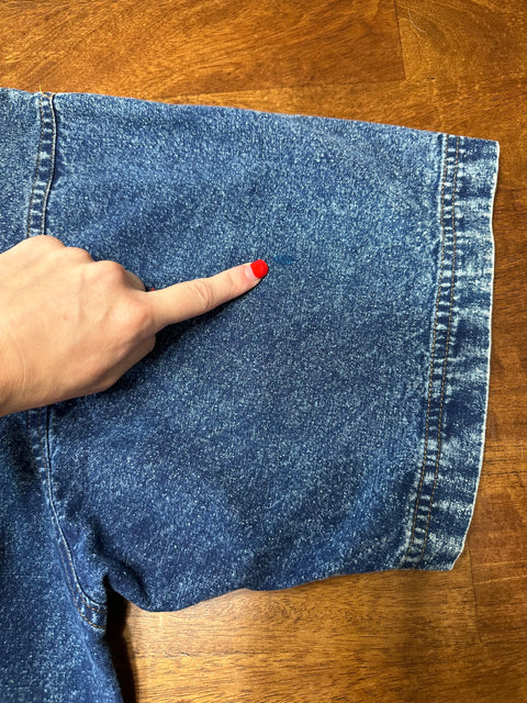 Vintage 80s/90s Acid Wash Denim Embellished Shirt (~XL)
