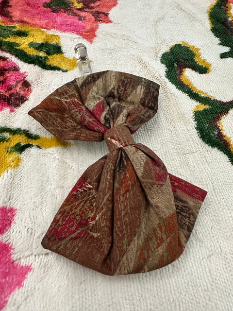 Vintage 80s Neutral Earth Tone Hair Bow Clip