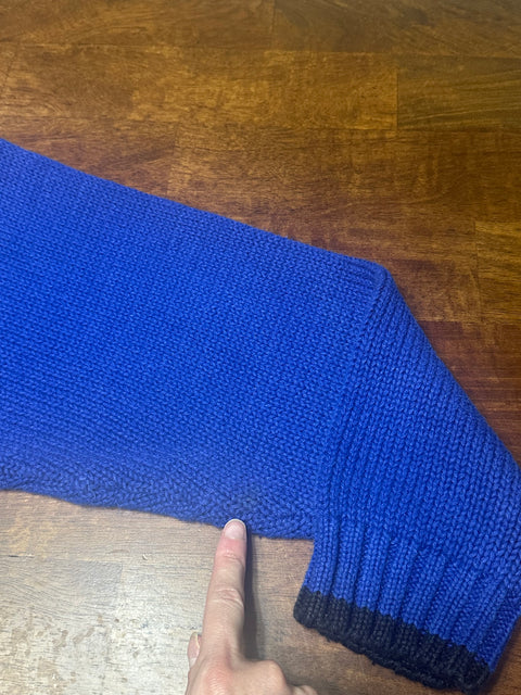 Vintage 90s Blue Knit Rainbow Circles Sweater (M)