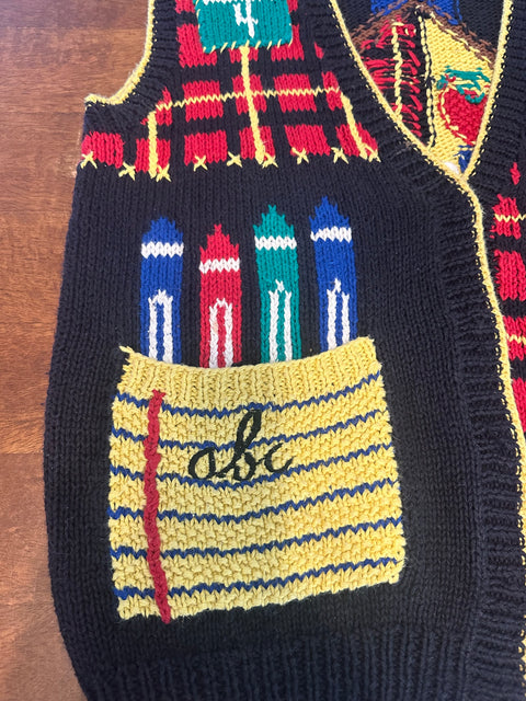 Vintage 90s School Teacher Knit Sweater Vest (M)