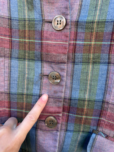 Vintage Pastel Plaid Blazer Jacket (~M)