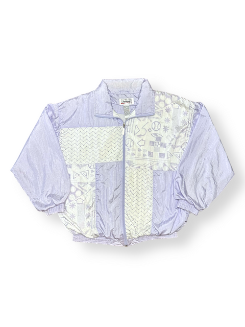Vintage 80s Lavender Geometric Abstract Windbreaker (M)