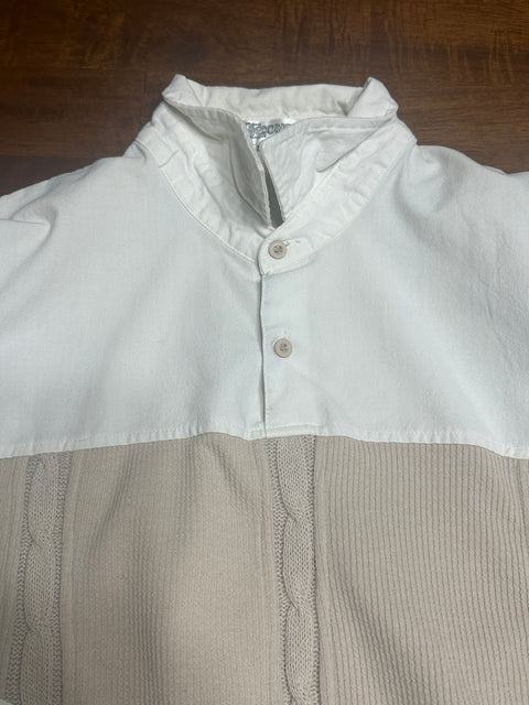 Vintage 90s Tan Cable Knit Pullover Dad Shirt (L/XL)