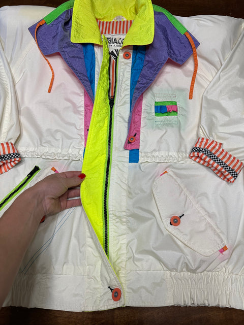 Vintage 80s/90s Retro Neon Colorblock Windbreaker Jacket (M)