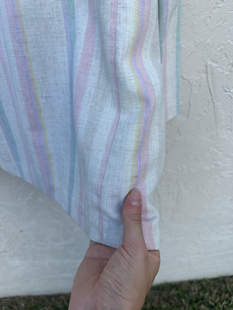 Vintage 80s Cream Pastel Striped Blazer (S/M)