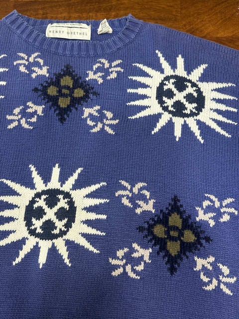 Vintage 90s Blue Starburst Knit Sweater (M/L)