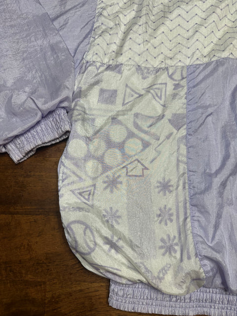 Vintage 80s Lavender Geometric Abstract Windbreaker (M)