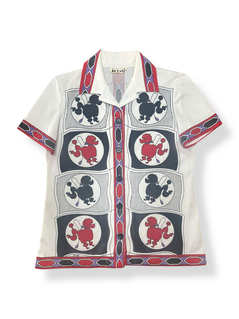 Vintage 70s Poodle Print Novelty Button-Up (~M)