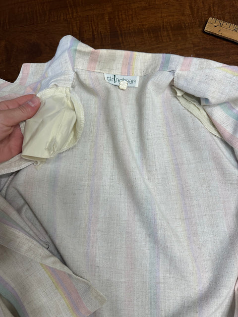 Vintage 80s Cream Pastel Striped Blazer (S/M)