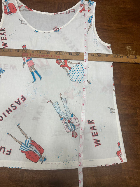 Vintage 80s Novelty 'Fashion' Graphic Print Tank (S)