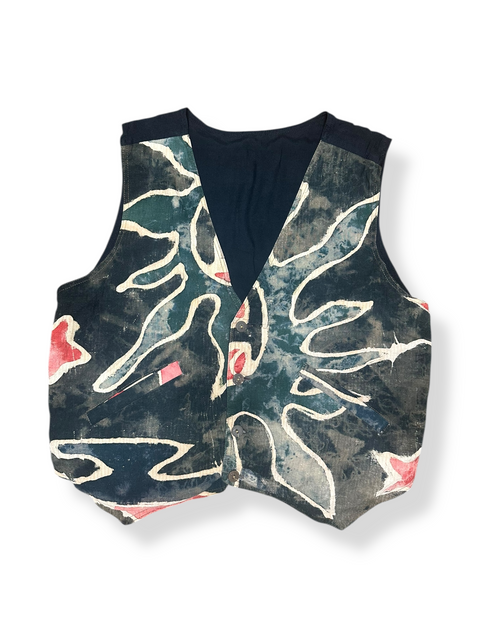 Vintage Neutral Abstract Dyed Art Vest (S/M)