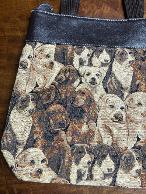 Vintage Tapestry Puppy Dog Shoulder Bag