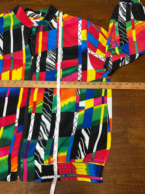 Vintage Drapers & Damons Rainbow Abstract Patterned Windbreaker Jacket ('L')