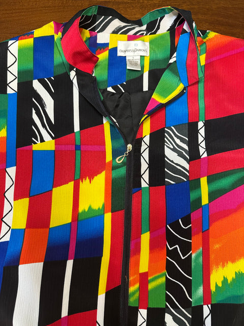 Vintage Drapers & Damons Rainbow Abstract Patterned Windbreaker Jacket ('L')