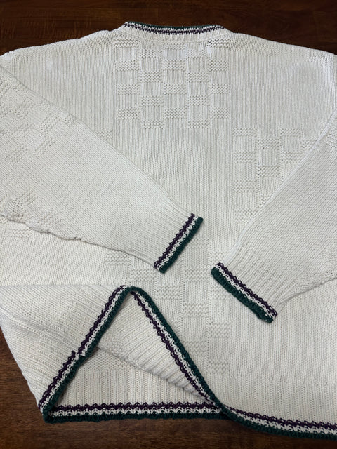 Vintage 90s Textured Knit Dad Golf Embroidered Sweater (~M)
