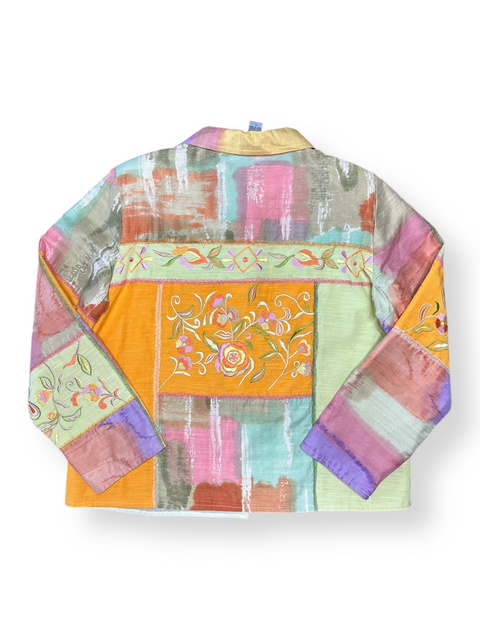 Vintage Multicolor Embroidered 'Water Color' Boho Art Jacket (M/L)