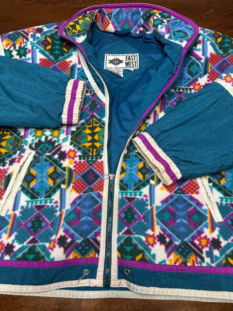 Vintage 90s East West Fleece Patterned Windbreaker Jacket (M/L+)