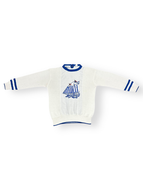 Vintage 80s Nautical Sailboat Knit Pullover Sweater (S)