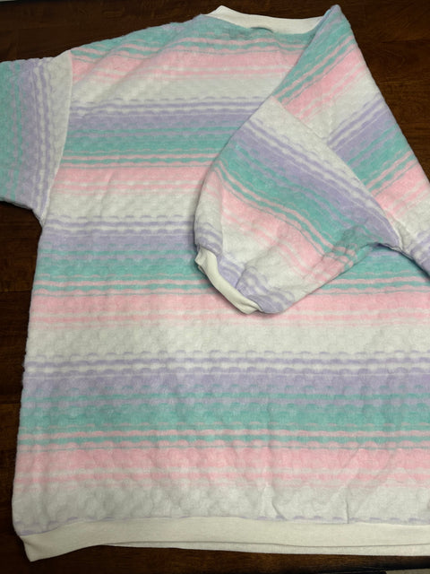 Vintage 80s Textured Pastel Cotton Candy Sweatshirt (XL/2X)