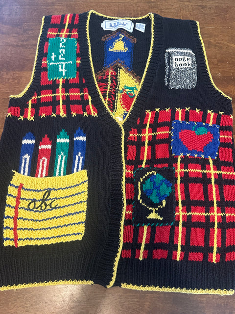 Vintage 90s School Teacher Knit Sweater Vest (M)