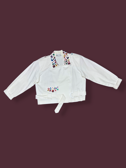 Vintage 80s 'Et Al' Rainbow Gem Statement Jacket (S/M)