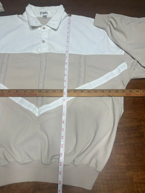 Vintage 90s Tan Cable Knit Pullover Dad Shirt (L/XL)