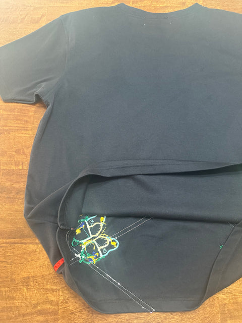Vintage Black Rainbow Butterfly Applique T-Shirt (~L)