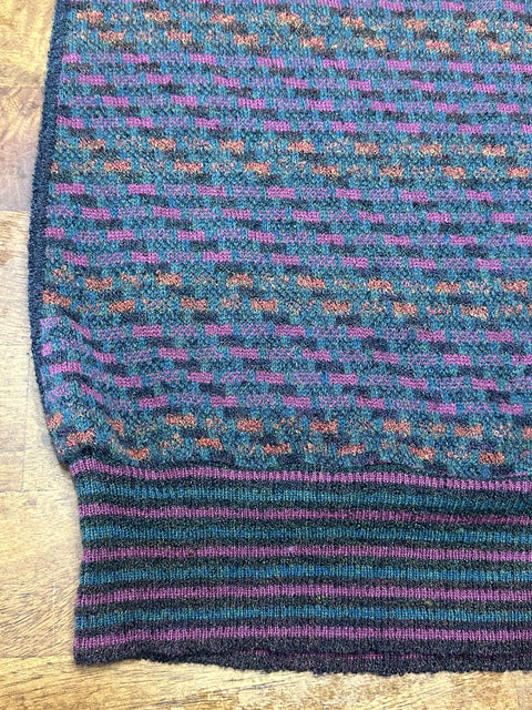 Vintage Teal/Purple Checkered Open-Sided Sweater Vest (S)