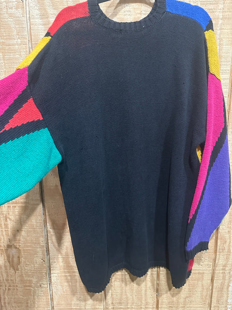 Vintage 80s Rainbow Geometric Knit Sweater (22/24, ~XL)