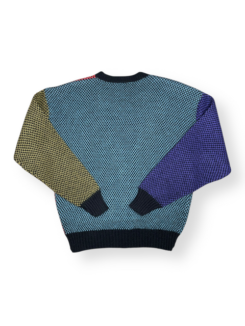 Vintage 90s Retro Colorblock Checkered Cardigan Sweater (M/L)