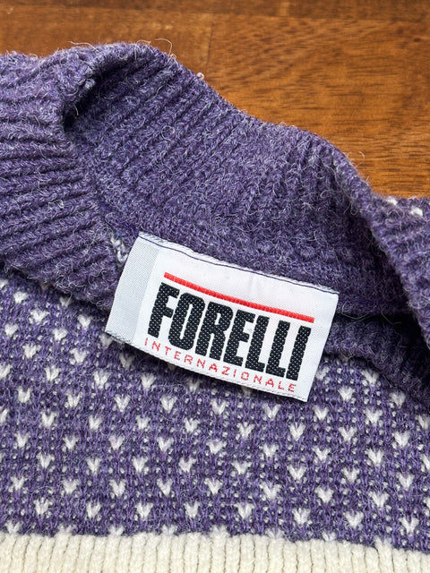 Vintage 90s Forelli Purple Abstract Geometric Textured Sweater (L)