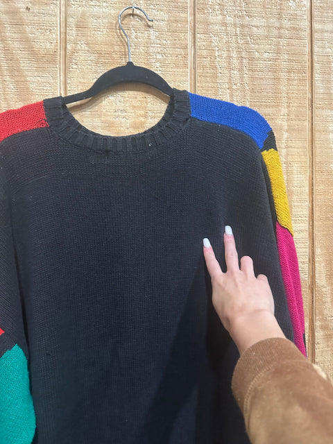 Vintage 80s Rainbow Geometric Knit Sweater (22/24, ~XL)