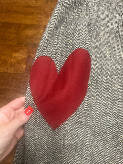Designer Kerri Rosenthal Embroidered Tweed + Heart Elbow Patch Blazer (S)