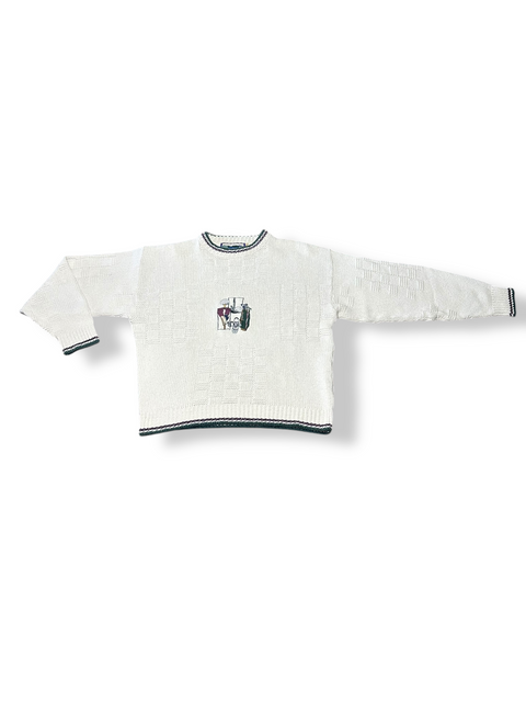 Vintage 90s Textured Knit Dad Golf Embroidered Sweater (~M)