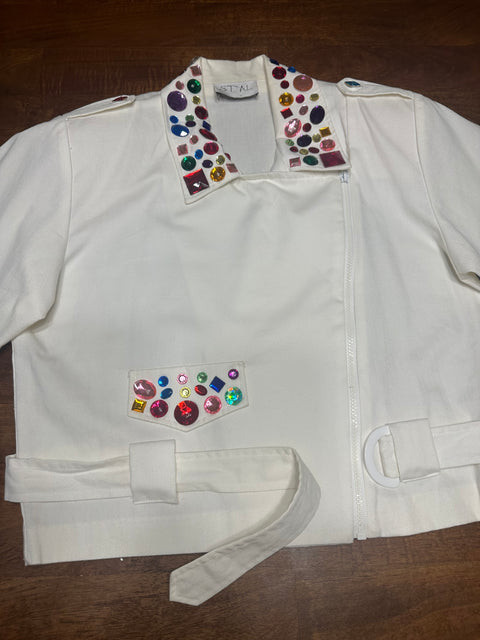Vintage 80s 'Et Al' Rainbow Gem Statement Jacket (S/M)