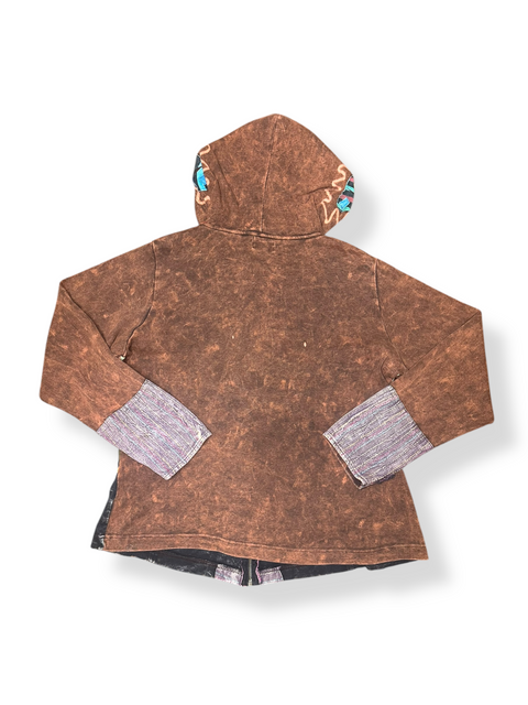 Vintage Y2K Boho Patchwork Zip Hoodie (M/L)
