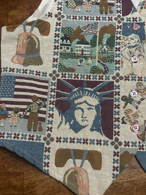 Vintage 90s Americana Tapestry Vest (XS/S)