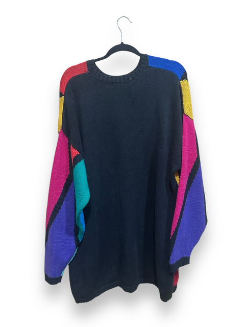 Vintage 80s Rainbow Geometric Knit Sweater (22/24, ~XL)
