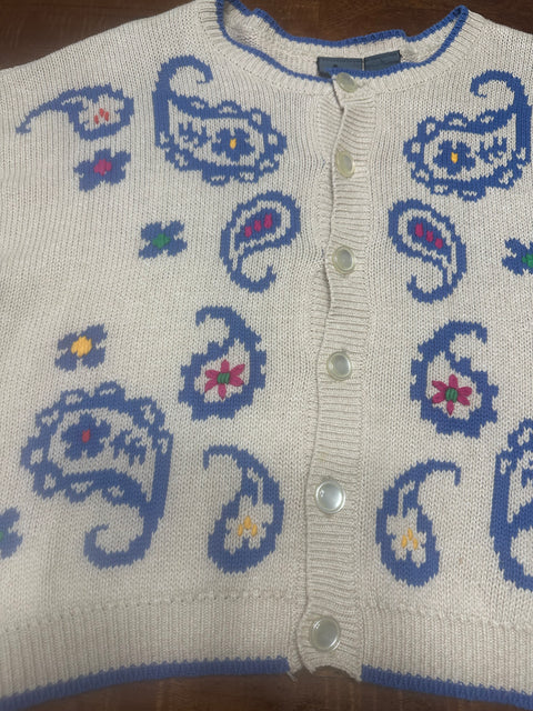Vintage 90s Multicolor Paisley Knit Cardigan (~M)