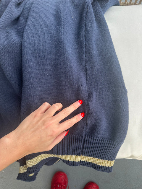 Vintage 90s Navy Int'l Travel Patch Cardigan (M/L)