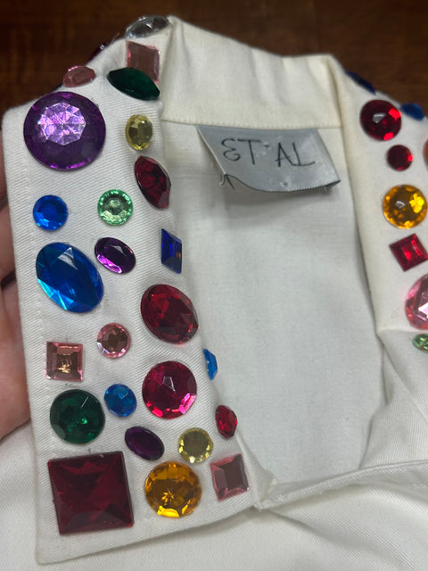 Vintage 80s 'Et Al' Rainbow Gem Statement Jacket (S/M)